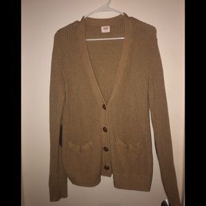 Tan Cardigan with Elbow Patches